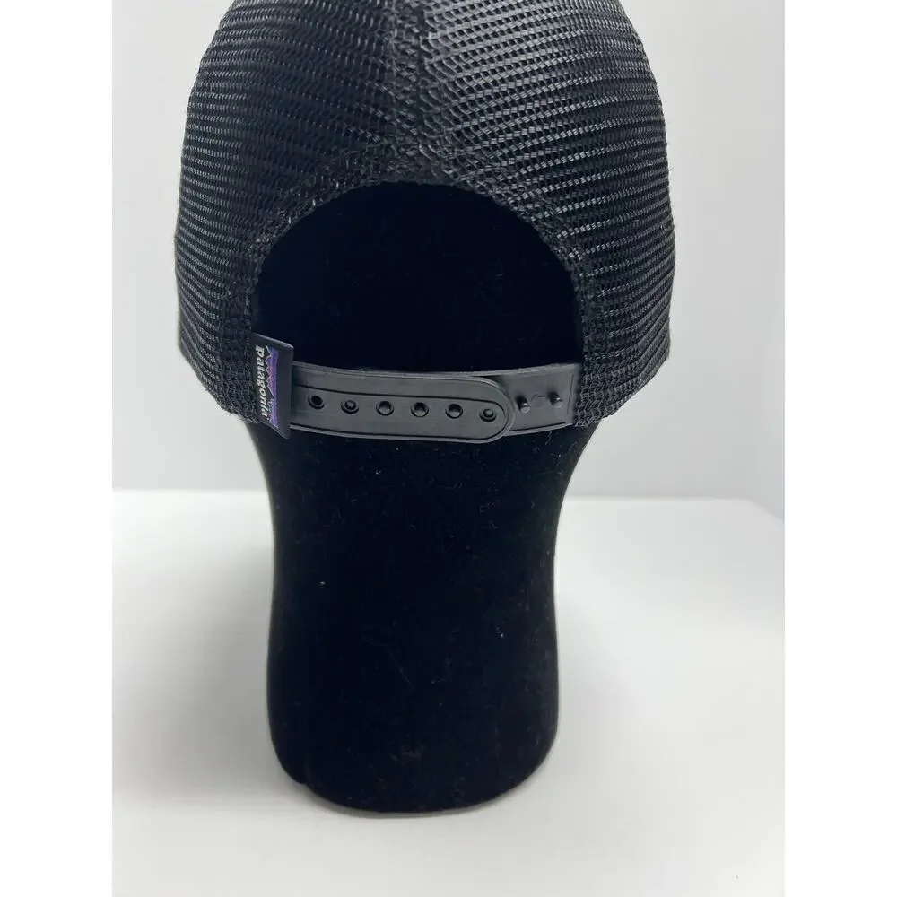 Patagonia Unisex Ball Cap P-6 Logo Trucker Snap Back Hat Mesh Black - Picture 6 of 10